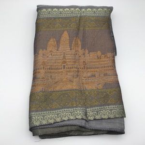 Metallic silver gold copper silk Indian long scarf